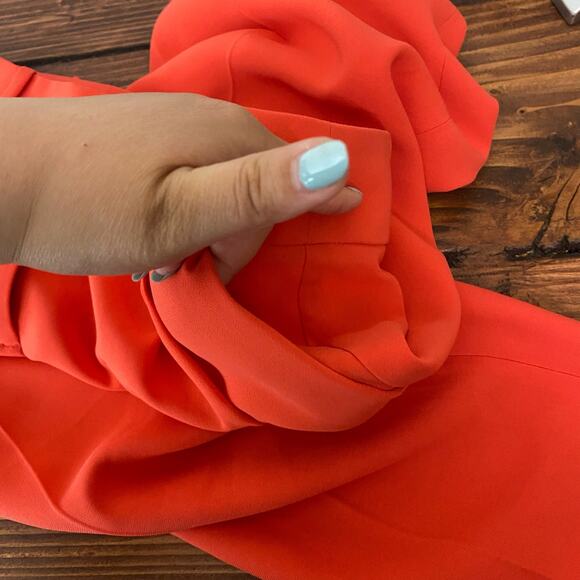 J. Crew Drapey Crepe Pleated Red Orange Business Pants Size 4 - Picture 5 of 11